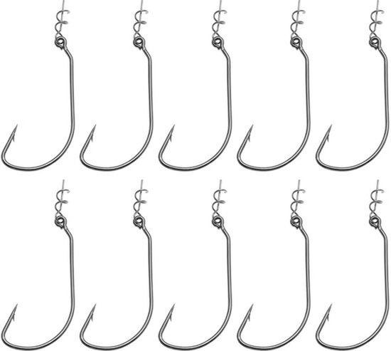 Swimbait Haken 10 Stuks - Offset Haak - Baitholder - Duurzaam - Hoog Hook-up Ratio - 4,9 x 2,6 cm - Vishaken