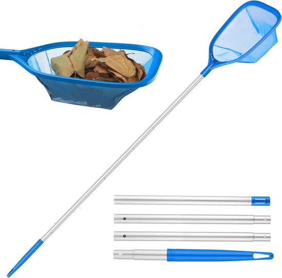 Swimming pool landing net with telescopic rod blue - Mowend van Mowend