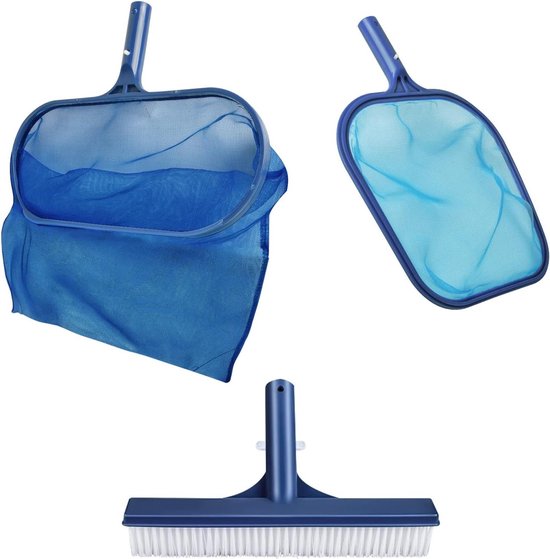 Swimming Pool Skimmer Net 2PCS - Fine Mesh Leaf Skimmer Netting with Sponge Brush - for Cleaning Hot Tub & Pond - Pools Spas & More van VOXUA