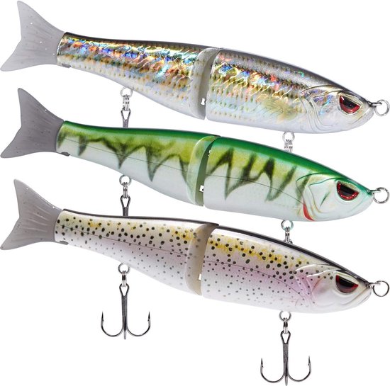 SwimPike Multi Jointed Swimbaits - Bas Vissen Lokken - Hard Lichaam - Zachte Vinnen - 8 Inch - 2.5 oz van SwimPike