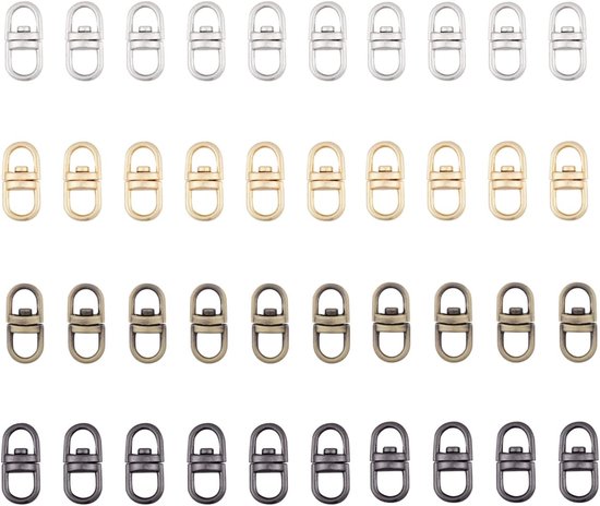 Swivel connectors 40pcs - dubbel oog - 4 kleuren - ideaal voor sleutelhangers en accessoires maken - ShopVlot