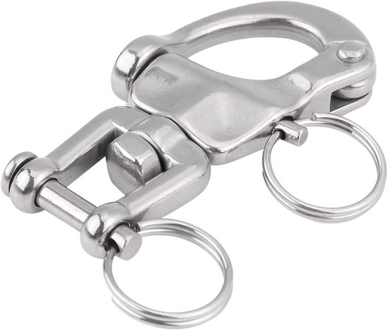 Swivel Eye Snap Shackle - Quick Release Bail Rigging - 316 Stainless Steel - Sailboat Marine Clip Pair (70mm) van Merkloos