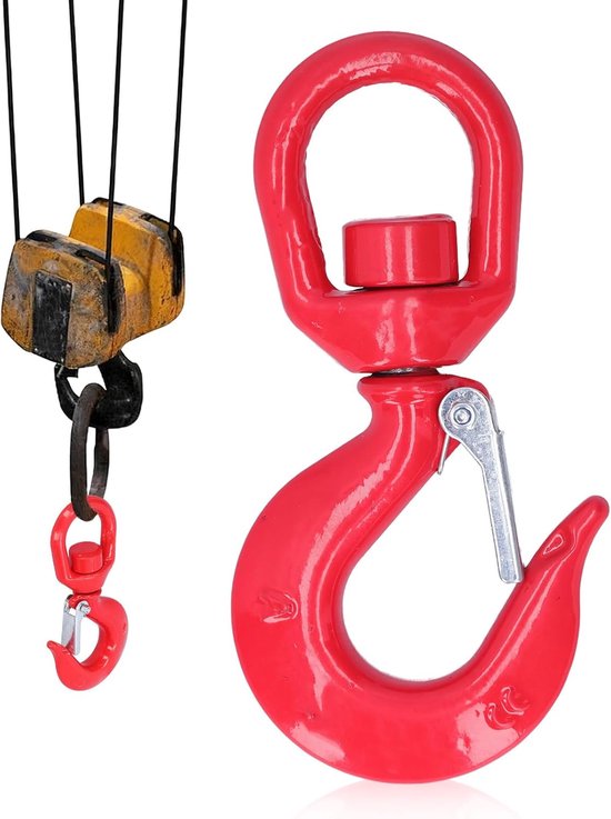 Swivel Hook 1T Capaciteit - Zware Duurzame Swivel Eye Haak - Lifting Hook - Sling Hook - Rood