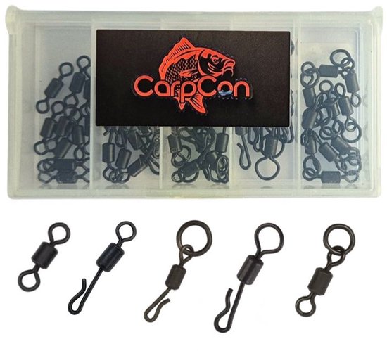 Swivels Box - 50pcs - Met 5x10 Wartels - Maat #8 - Karper Onderlijn - Hengelsport Rigmateriaal van Merkloos