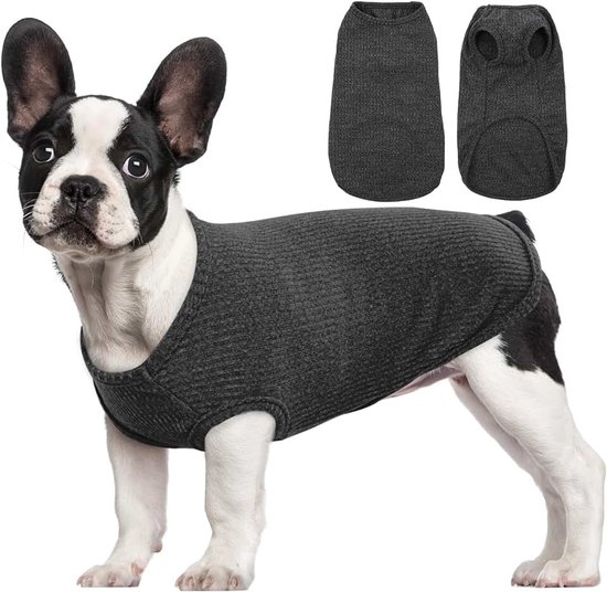T-shirt - Dun Gebreid Trui Zacht Rekbare Kleding voor Kleine Honden Shirts, Gestreept T-shirt voor Slanke Mops, Westie, Mini Poedel (Zwart M)