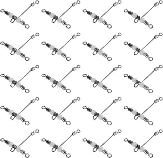 T Vorm Lichtgevende Vissen Swivel, 20 Stks T Vorm Lichtgevende Vissen Swivel 3 Way Connector Cross Line Rolling Swivel met Kralen van Merkloos