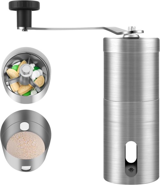 Tabletvriezer van RVS voor het malen van tabletten, pillen en poeders - Compacte tabletmolen en snijder voor medicijnen