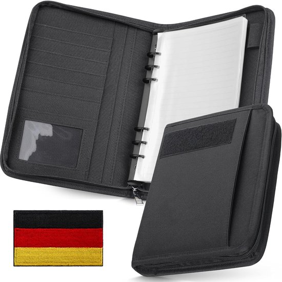 Tactische notitieboekje padfolio ringbanden met 80 vellen, leger militair notitieboekje, tactisch portefeuillebindmiddel met rits voor tactische uitrusting en organizer, navulbare A5 6 ringband