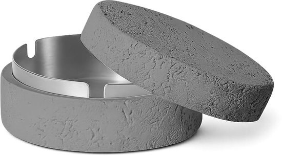 tafelopbergdoos met deksel van cement en roestvrij staal, geurloos, winddicht, voor binnen en buiten (grijs, zilver)
