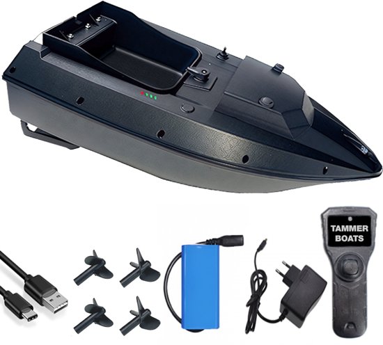 Tammer Voerboot voor Karpervissen – Nieuw Model met Cruise Control, 1.5 kg Laadvermogen, 500 m Bereik, 3 Uur Vaartijd, LED Verlichting – Baitboat Karperboot met Afstandsbediening van Merkloos