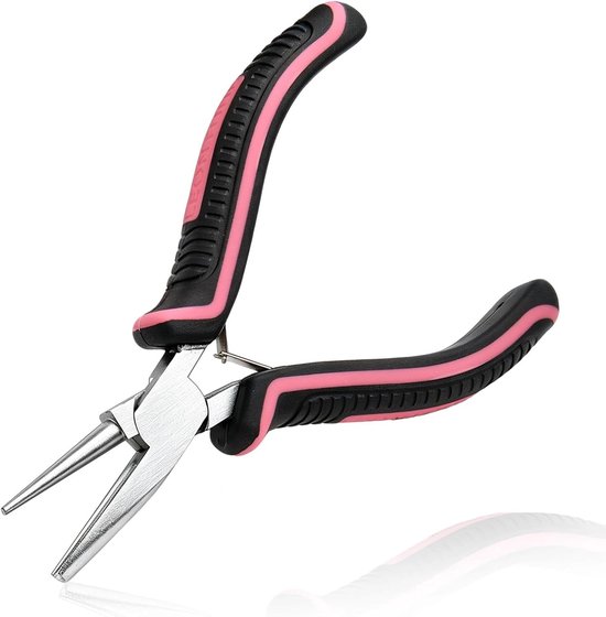 Tang, 13 cm, voor het krullen en buigen van draad, sieradengereedschap, het maken van oorbellen, armbanden, creatieve vrije tijd, roze en zwart handvat