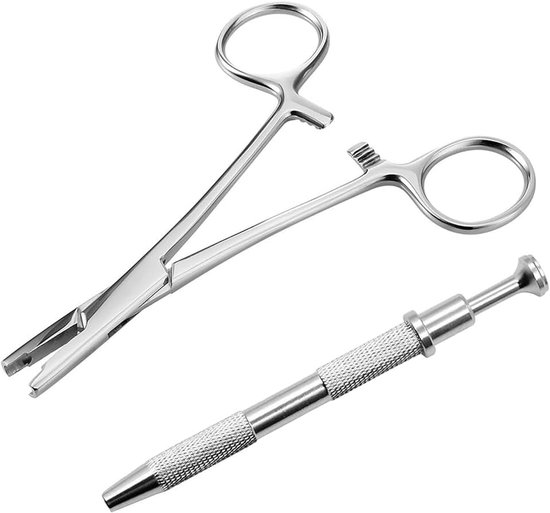 Tang, 3 mm piercing bal opdraaier met grijper perforatiegereedschap | Piercingtang voor bal om te draaien, piercingopener, piercinggereedschap, klem voor ballen en lichaamsdelen