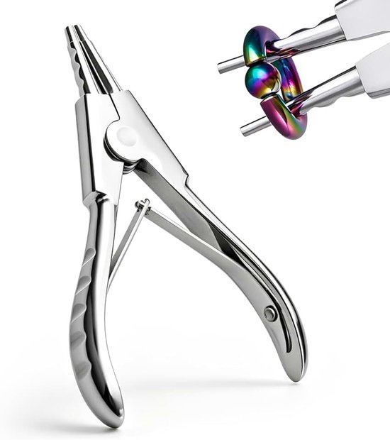 Tang: gebogen met twee sleuven ring openingstang van roestvrij staal, antislip nauwkeurige tang voor segmentringen, doe-het-zelf sieradentang, voor professionele piercing