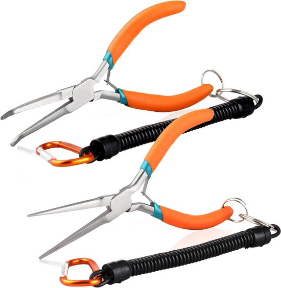 Tang Met Gebogen En Rechte Tips, Gebogen Handvat, Naaldverwijderaar, Vis Haak Remover, Draad Looping Met Anti-Loss Lanyard