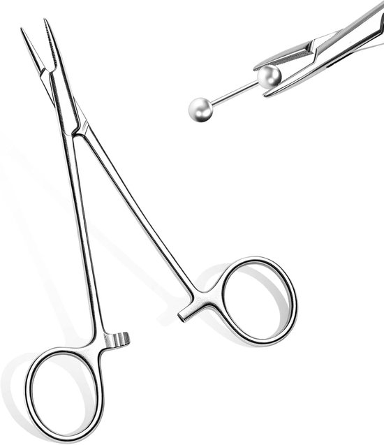 Tang, roestvrij staal, piercingtang, gereedschap, kogelopdraaier, voor het openen en wisselen van oor, lip, navel, tong, neus, wenkbrauwen