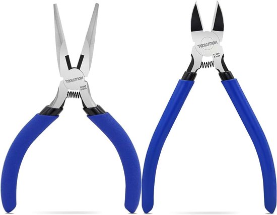 Tangenset - 5 inch mini-naald-neustang en draadsnijders - koolstofstaal veerbelaste sieradentang voor knutselen, modelbouw, elektronica, draadsnijden