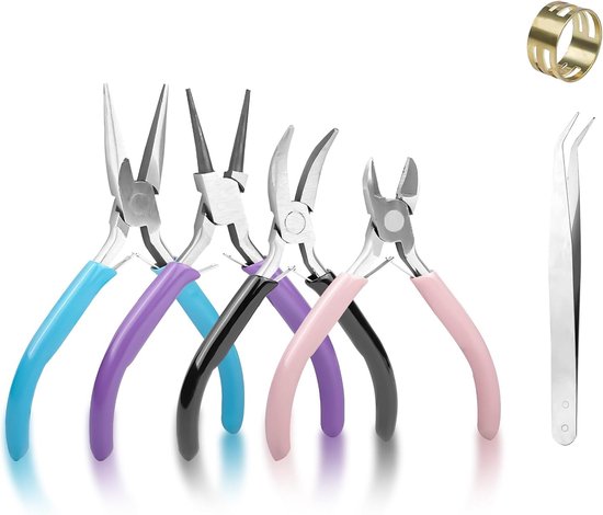 Tangset, 11,4 cm, punttang, zijsnijder, sieradentang, draadsnijder, ronde tangset, sieraden maken gereedschap voor het maken van sieraden en reparatie van sieraden