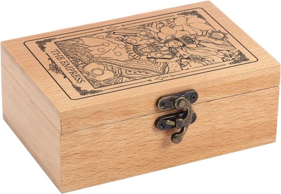 Tarot opbergdoos "Die Kaiserin" van beukenhout voor tarotkaarten juwelendoos met gravure tarotkaartenbox voor kristalhouder opslag Heilige Hekserij Gereedschap 13 x 8 cm