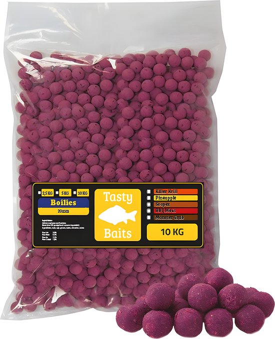Tasty Baits Mulberry Magic - Boilies - 20mm - 10kg - Paars - Karper Aas - Karper Lokvoer - Karpervissen van Merkloos