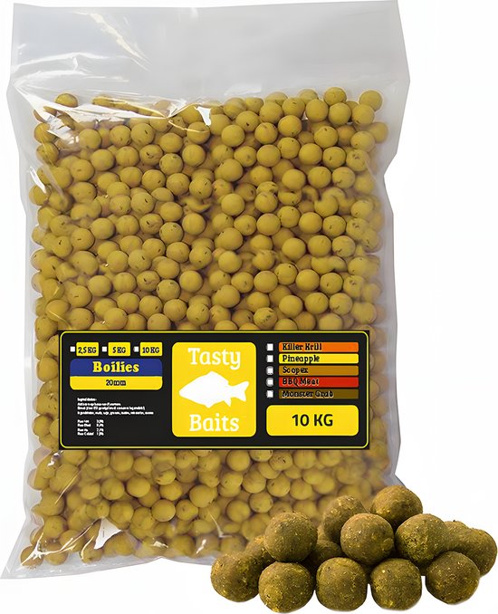 Tasty Baits - Pineapple - Boilies - 20 mm - 10 kg - Karper Aas - Karper Lokvoer - Karpervissen van Merkloos