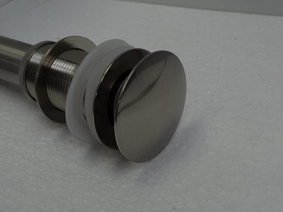 Teakea - Pop-up Afvoerplug - zonder overloop - Mat RVS - lange pijp - 1 1/4 Inch van T