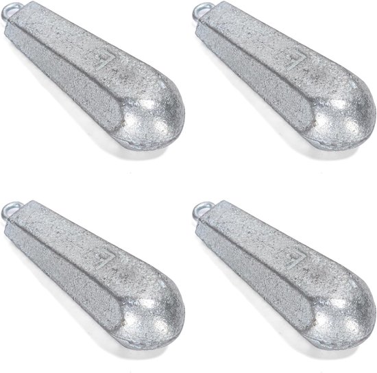 Teardrop Drop Shot Vissen Gewichten - 4 Stuks van 150g voor Zoet- en Zoutwater Hengelen, Perfect voor Bankvissen