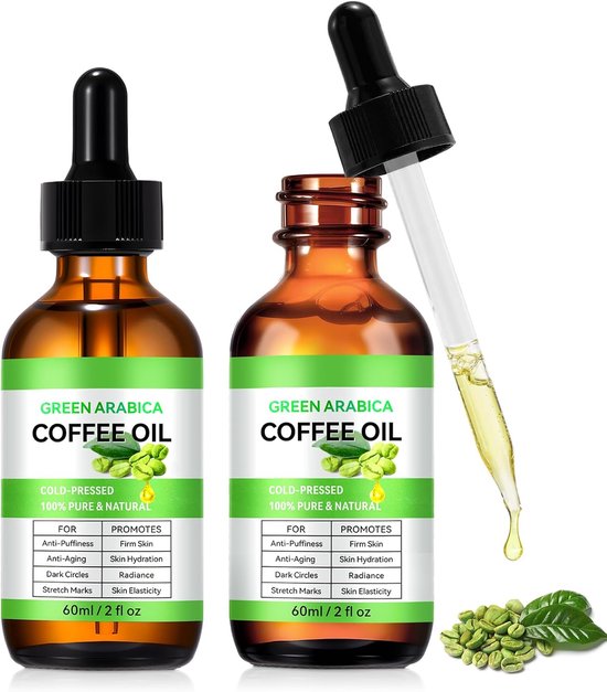 Tegen rimpels, 100% zuivere en natuurlijke koffie-olie tegen rimpels voor gezicht, lichaam, haar, anti-wallen en stevige huid, koffieolie, huidverzorging, koudgeperst en veganistisch, 2