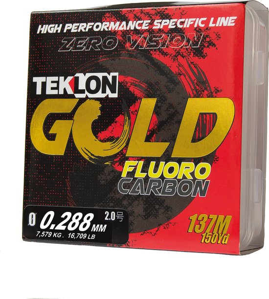 Teklon Gold Fluorocarbon - Vislijn - Fluorocarbon - 137meter - Diameter 0.288mm - Trekkracht 7.579kg – Eftta approved van T
