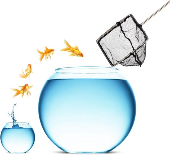 Telescoop schepnet voor aquarium, ideaal voor het vangen van vissen en garnalen, roestvrij staal, verstelbare lengte 31-61 cm, perfect voor aquariumonderhoud