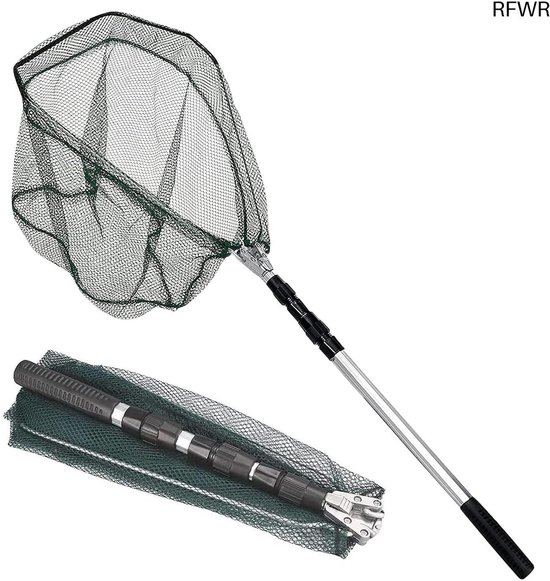 Telescoop Vissen Schepnet - Opvouwbaar Uitklapbaar - Vangst Vervoeren - Lichtgewicht Aluminium - 1.5 Meter - Zilver Groen