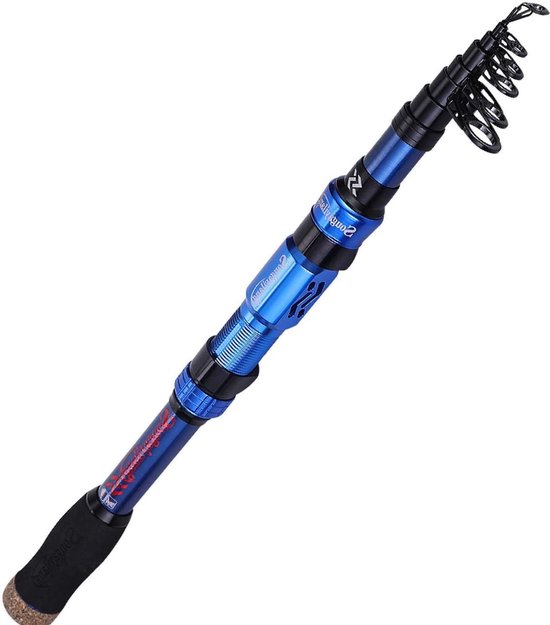 Telescoopsteel - 24 ton koolstofvezel, CNC-gefreesde rolhouder, comfortabele EVA-handgreep, rijststeel voor forelvissen, blauw, 2,1 m