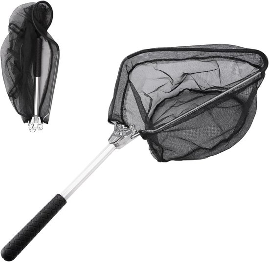 Telescopisch Schepnet met Antislip Handvat voor Roofvissen - Vouwbaar, Rubber en Duurzaam Nylon, 53 cm, Ideaal voor Sportvissen en Visserijaccessoires van Merkloos