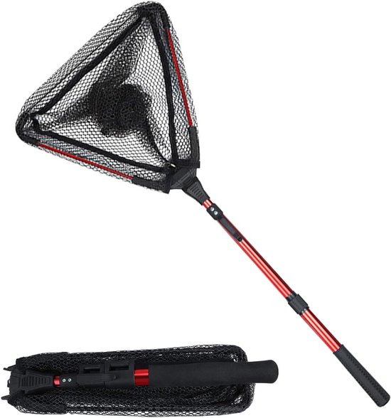 Telescopisch Schepnet Rubber - Opvouwbaar Lichtgewicht Visnet 90 cm voor Vliegvissen, Kajak & Boot