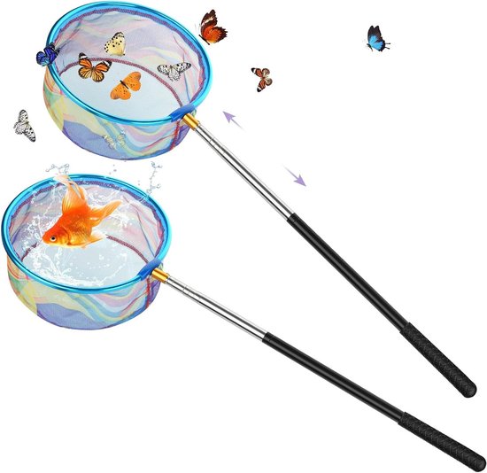 Telescopisch schepnet - Visnet vlindernet - Outdoor vissen - Roestvrij staal - 170cm - Zwart