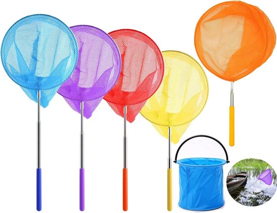 Telescopisch schepnet voor kinderen - 5 stuks, uitschuifbaar insectennet visnet met telescopische steel voor tuin en zwembad van Kolibree.