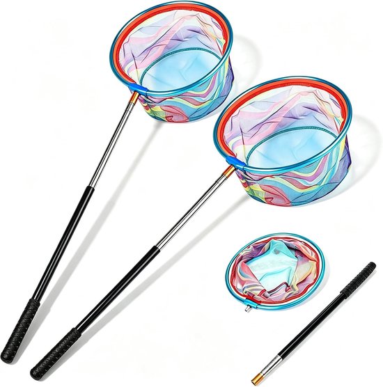 Telescopisch Schepnet voor Kinderen - Multicolour - Uittrekbare Lengte van 66 cm tot 175 cm - Duurzaam Nylon - Voor Buitenactiviteiten en Natuurverkenning