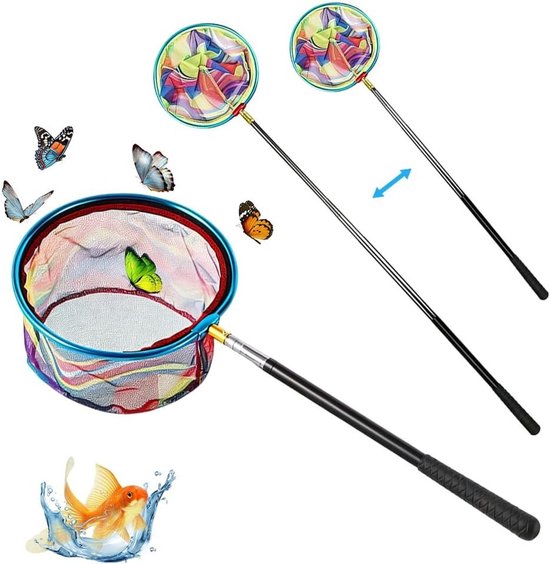 Telescopisch schepnet voor kinderen van 50-150 cm, ideaal voor het vangen van insecten, vissen en andere dieren in de tuin of het zwembad van Merkloos