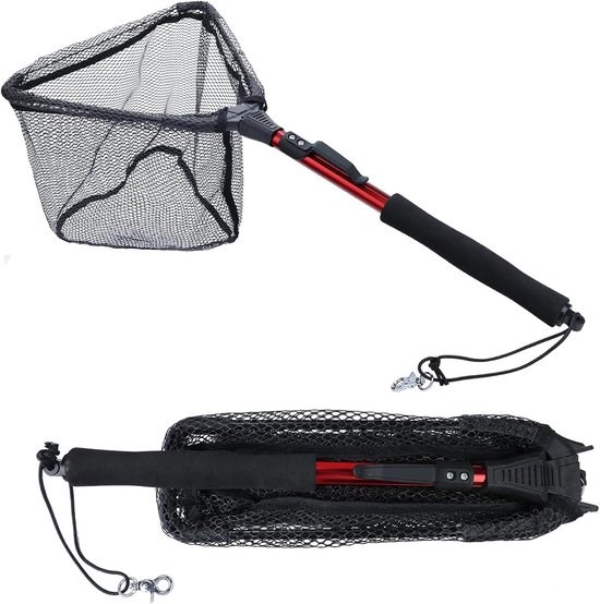 Telescopisch Schepnet - Vouwschepnet Visnet - Vissen Vangen - Wirwarvrij Gaas - Tot 112 Cm - Rood