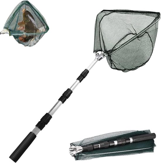 Telescopisch visnet 130 cm, opvouwbaar schepnet voor kinderen en volwassenen, ideaal voor vissen en outdoor activiteiten