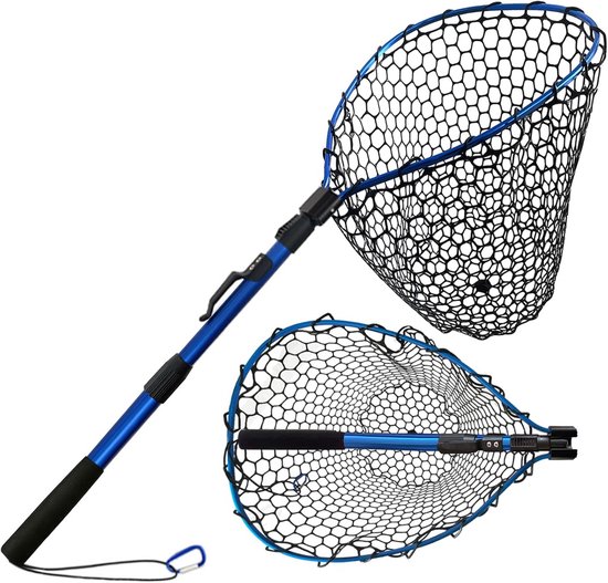 Telescopisch Visnet Rubber - Lichtgewicht en Opvouwbaar Schepnet voor Zoet- en Zoutwater van Merkloos