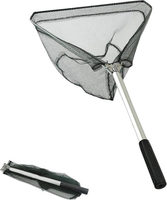 Telescopisch Visnet - Schepnet Opvouwbaar - Vissen Vangen - Lichtgewicht Aluminium - 50 CM - Zwart Grijs
