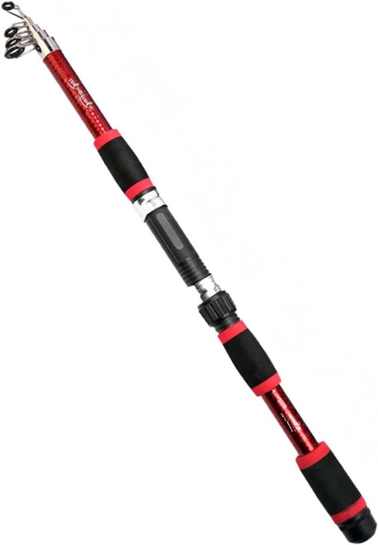 Telescopische Hengel Set - Zeehengel Werphengel - Vissen op Zee - Compleet met Accessoires - 2.1 Meter - Rood