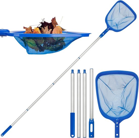 Telescopische steel zwembad schepnet 80-122 cm voor bladreiniging fijnmazig net aluminium zwembadreiniger bladschepnet voor aquarium fontein van T