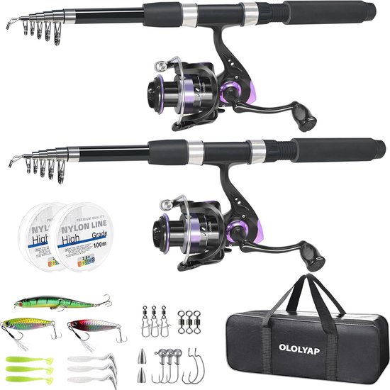 Telescopische Visstok Combo 2.1m met Aluminium Reel en Vislijn - Perfect voor Zee- en Zoetwatervissen van Merkloos