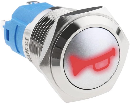 The Lord of the Tools Auto Hoorn Knop Schakelaar 12V 16mm Momentary Drukknop Schakelaar Rode LED Licht Aan/Uit Schakelaar Reset Schakelaar voor 12 Volt Voertuig Vrachtwagens SUV's RVs Boten
