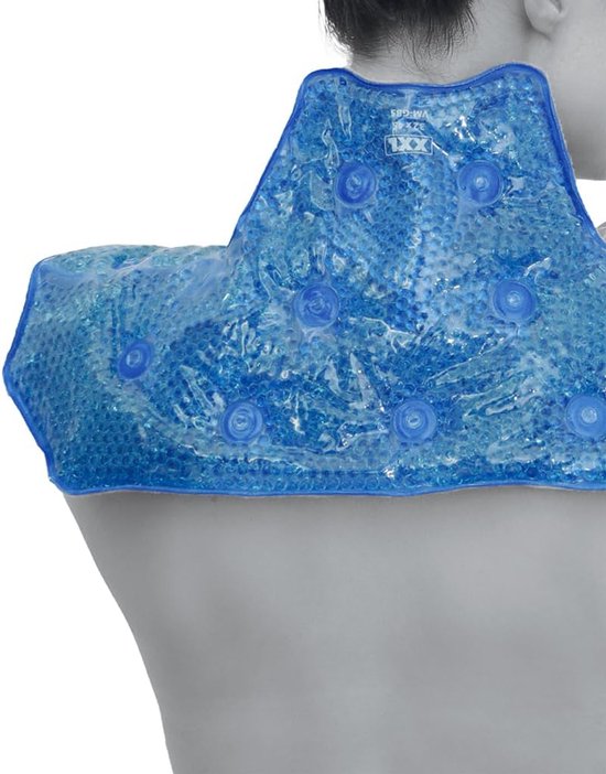 Thermisch Kompres Schouders & Nek - Ergonomisch Warmtekussen en Koud Kompres met Gelparels - Voor Nekpijn, Stijve Schouders & Stress - Herbruikbaar - Zacht Velours
