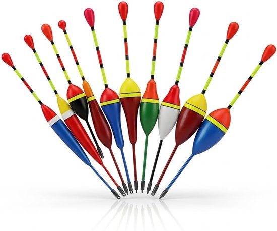 Thijox - 10 stuks hengeldobbers set - zwemmer vissen & forel dobbers met vislood - gevoelige beetherkenning, uitstekende zichtbaarheid, voor meren, vi