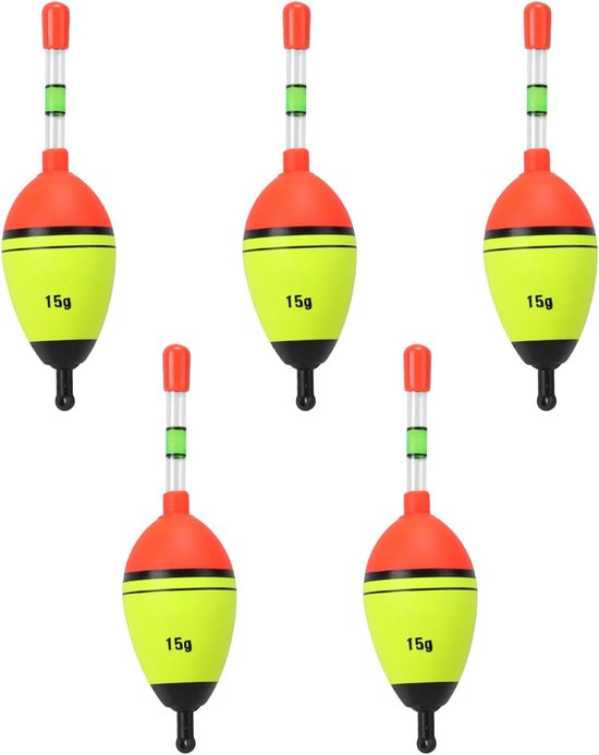 Thijox - Cerioll Bobbervloat Set van 5 Stuks 15g Hengeldobbers voor Nachtvissen, Lichtgevende Hengeldozers, EVA-Kunststof Dobbers voor Rotsangels en Z