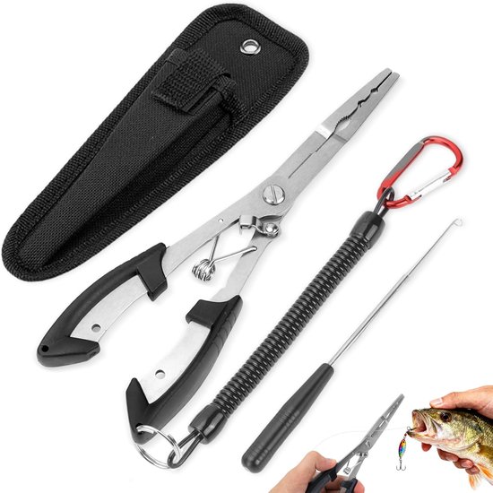 Thijox - Hengeltang Set, Vistang met Sterke Magneet voor Vishaak Verwijderen, Lange Draagbare Multifunctionele Hengeltang voor Snoek, Vissen, Buiten,