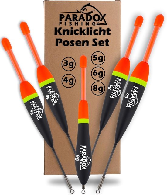 Thijox - Paradox Fishing Dobber Set van 5 Gewichten (3g, 4g, 5g, 6g, 8g) voor Nachtvissen, Hengel- en Kniklichtdobbers, Flexibel en Duurzaam